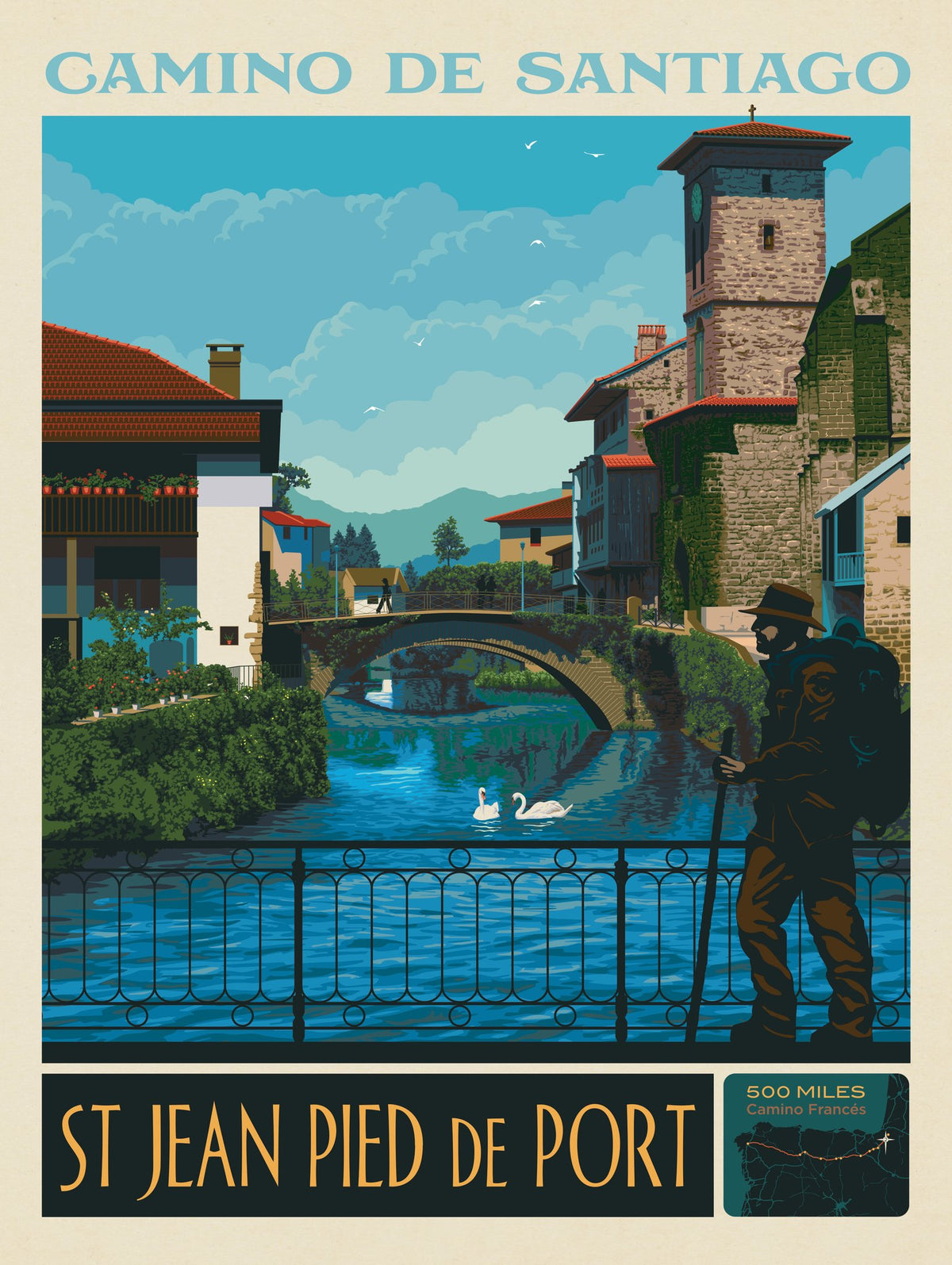 Camino De Santiago Trail: 01 St Jean Pied De Port - Puzzle - Artwork