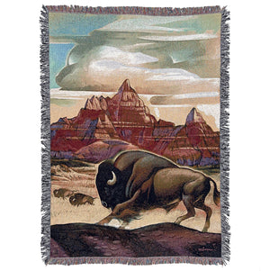 Woven Throw Blanket: (Vertical) Badlands National Park