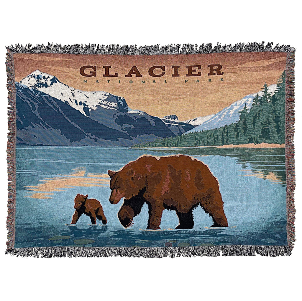 Woven Throw Blanket: (Horizontal) Glacier National Park