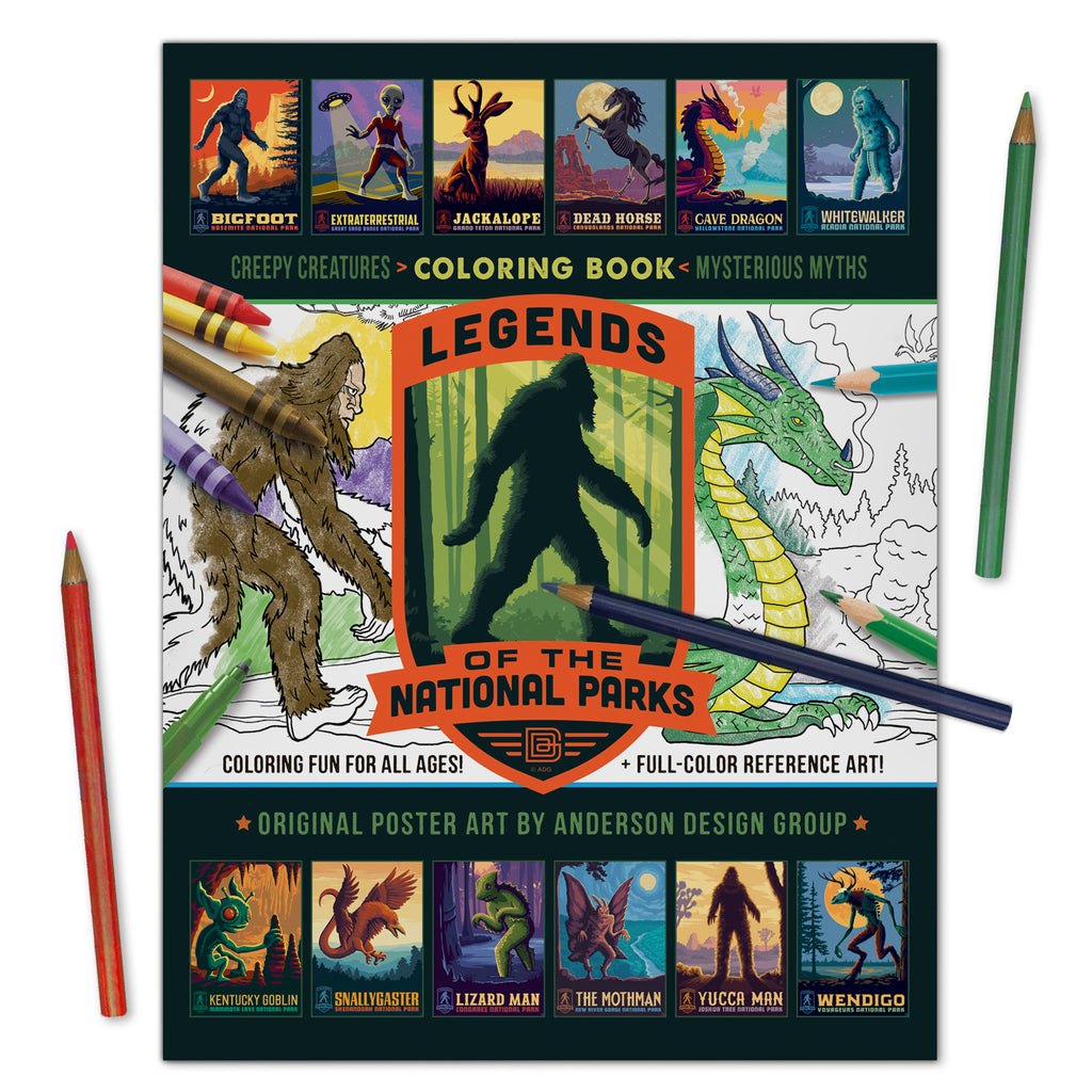 COLORING BOOK BUNDLE: Space Travel, Legendary Creatures, & National Parks