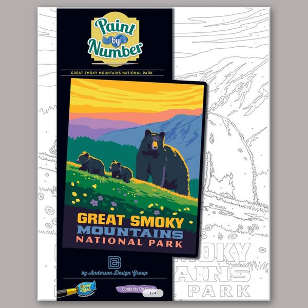 Paint-By-Numbers Kit: Great Smoky Mountains Bears