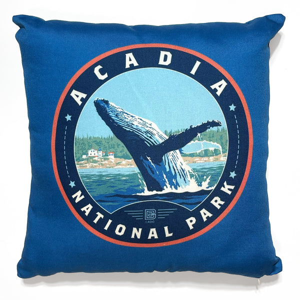18"x18" Throw Pillow: Emblem of Acadia National Park