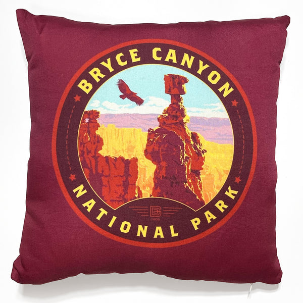 18"x18" Throw Pillow: Emblem of Bryce Canyon National Park