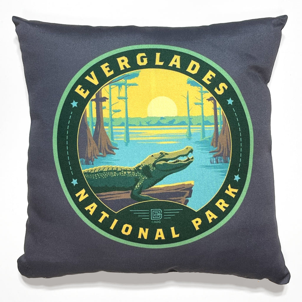 17"x17" Throw Pillow: Emblem of Everglades National Park