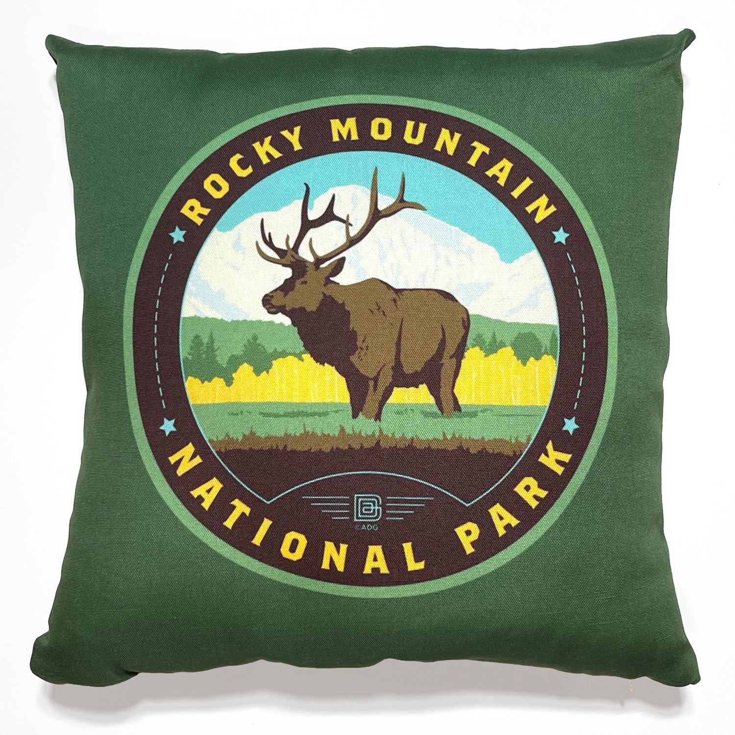 18"x18" Throw Pillow Emblem of Rocky Mountain National Park Anderson
