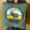 18"x18" Throw Pillow: Emblem of Rocky Mountain National Park