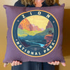 17"x17" Throw Pillow: Emblem of Zion National Park