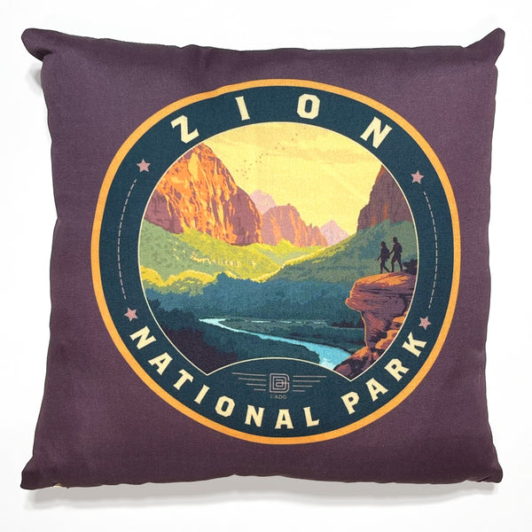18"x18" Throw Pillow: Emblem of Zion National Park
