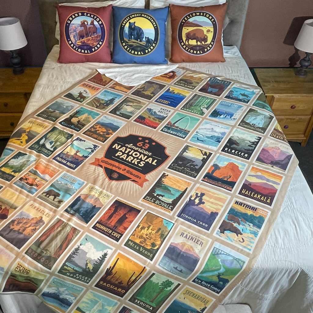 63 National Park Posters Plush Sherpa Blanket