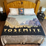 Yosemite throw blanket on bed