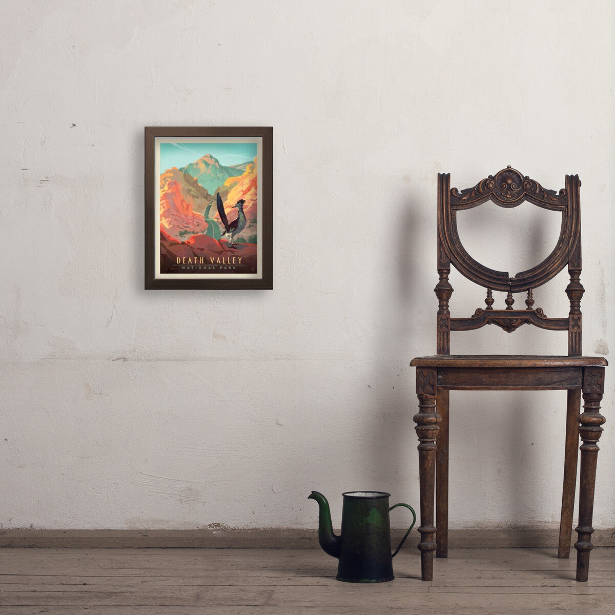 Death Valley National Park: Roadrunner Perch — Vintage Poster Art