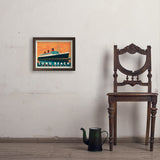 Long Beach, CA: Queen Mary - Art Print, 11x14 / Simple / Brown