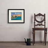 Portland, Oregon: Waterfont Skyline - Art Print, 11x14 / Standard / Black