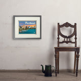 Portland, Oregon: Waterfont Skyline - Art Print, 11x14 / Standard / Gray