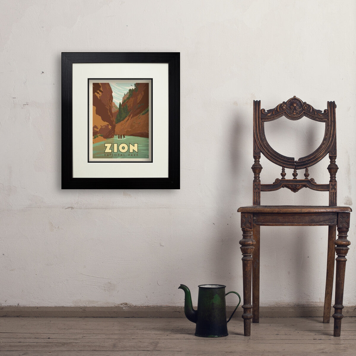 zion-national-park-hiking-the-narrows - 11x14 / Deluxe / Black / Env