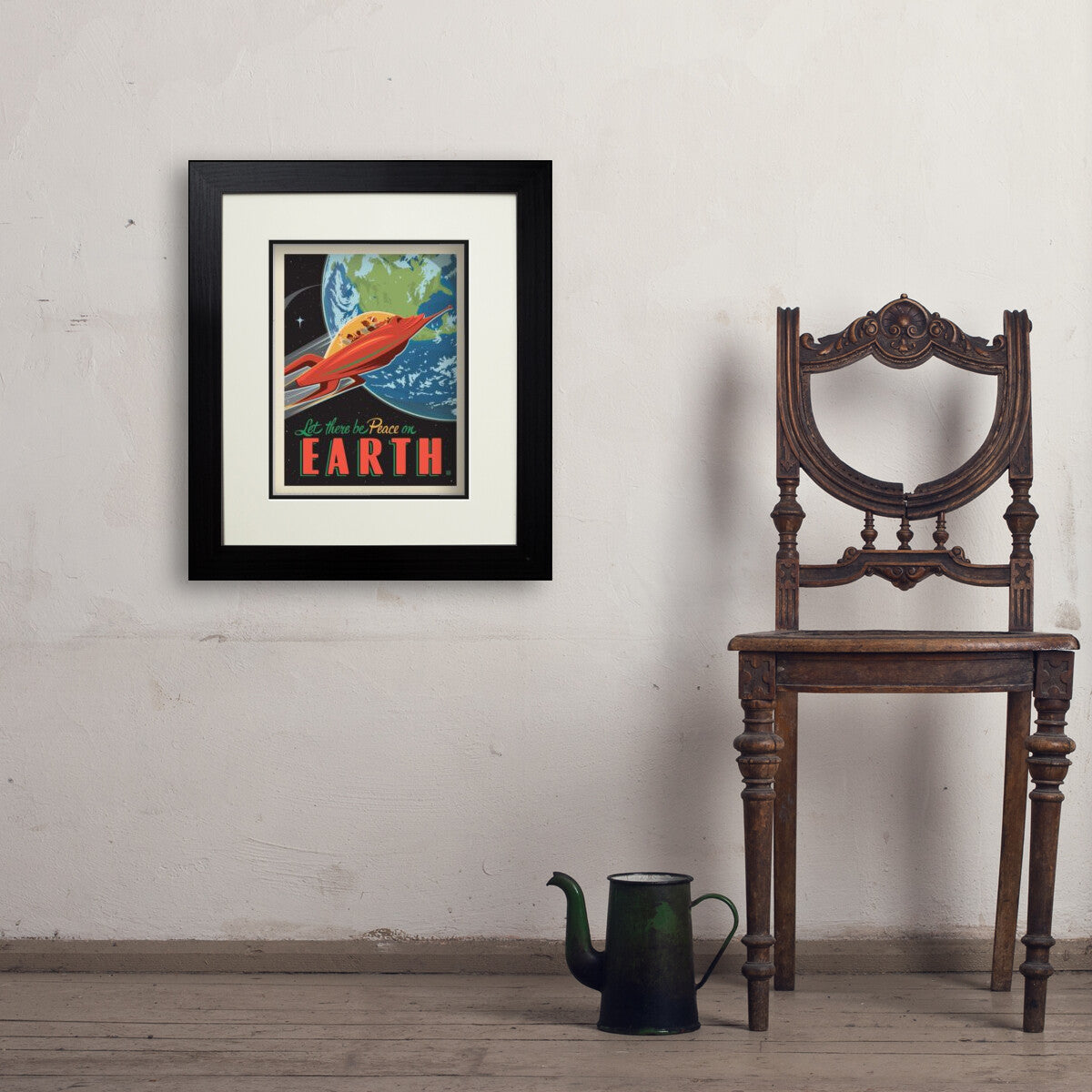 Peace On Earth: Holiday Design — Space Travel Poster | Art Print