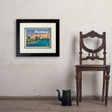 Portland, Oregon: Waterfont Skyline - Art Print, 11x14 / Deluxe / Black