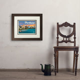 Portland, Oregon: Waterfont Skyline - Art Print, 11x14 / Deluxe / Brown