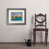 Portland, Oregon: Waterfont Skyline - Art Print, 11x14 / Deluxe / Gray