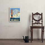 Classic Ski Design: Spend The Day Skiing!  - Art Print, 18x24