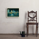 Nashville Riverfront Skyline at Night - Art Print, 18x24