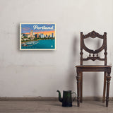 Portland, Oregon: Waterfont Skyline - Art Print, 18x24