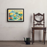 Great Lakes: Horizontal Map - Art Print, 18x24 / Simple / Black