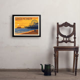 Santa Monica Pier: Sunset - Art Print, 18x24 / Simple / Black