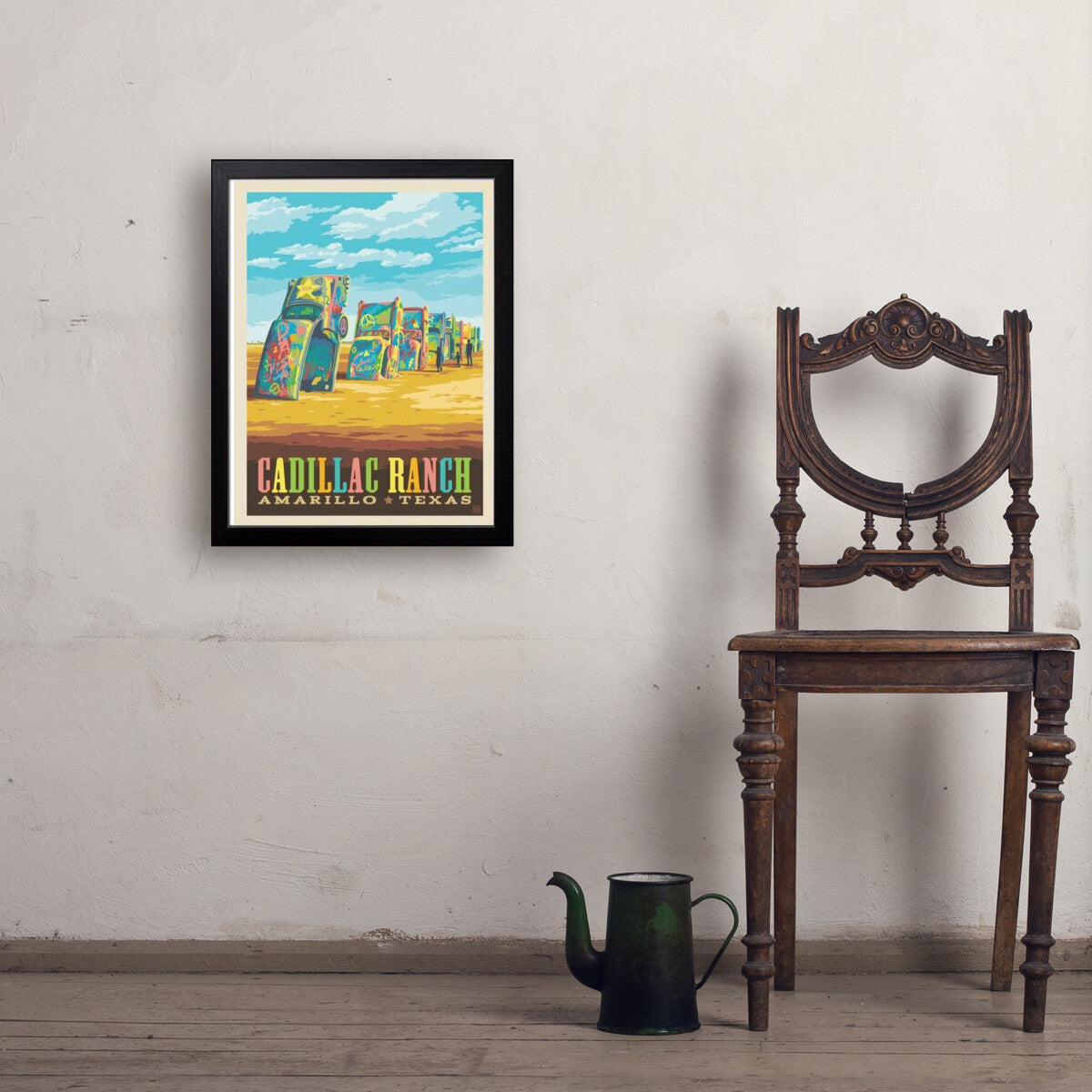Cadillac Ranch: Amarillo, Texas — Vintage Travel Poster | Art