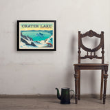 Crater Lake National Park: Winter Fox (Horizontal) - Art Print, 18x24 / Simple / Black
