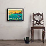Memphis, TN: River View (Horizontal) - Art Print, 18x24 / Simple / Black