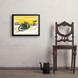 Salt Flat Motorcycle Racer - Art Print, 18x24 / Simple / Black