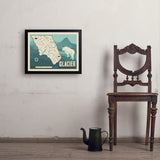Map of Glacier National Park - Art Print, 18x24 / Simple / Black