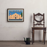 San Antonio, TX: The Alamo (Horizontal) - Art Print, 18x24 / Simple / Brown