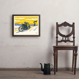 Salt Flat Motorcycle Racer - Art Print, 18x24 / Simple / Brown