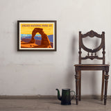 Arches National Park: Delicate Arch Sunset (Horizontal) - Art Print, 18x24 / Simple / Brown