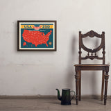 250th Anniversary USA: Commemorative Map - Art Print, 18x24 / Simple / Brown