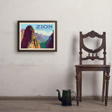 Zion National Park: Ascent To Angels Landing (Horizontal) - Art Print, 18x24 / Simple / Brown
