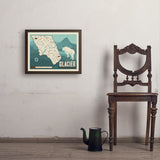 Map of Glacier National Park - Art Print, 18x24 / Simple / Brown