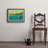 Memphis, TN: River View (Horizontal) - Art Print, 18x24 / Simple / Brown