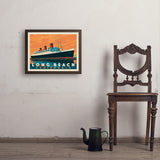 Long Beach, CA: Queen Mary - Art Print, 18x24 / Simple / Brown