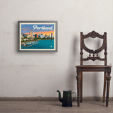 Portland, Oregon: Waterfont Skyline - Art Print, 18x24 / Simple / Gray