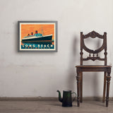 Long Beach, CA: Queen Mary - Art Print, 18x24 / Simple / Gray