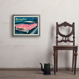 Memphis, TN: Pink Caddy (Horizontal) - Art Print, 18x24 / Simple / Gray