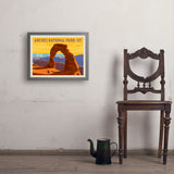 Arches National Park: Delicate Arch Sunset (Horizontal) - Art Print, 18x24 / Simple / Gray