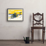 Salt Flat Motorcycle Racer - Art Print, 18x24 / Simple / Gray