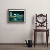 Nashville Riverfront Skyline at Night - Art Print, 18x24 / Simple / Gray