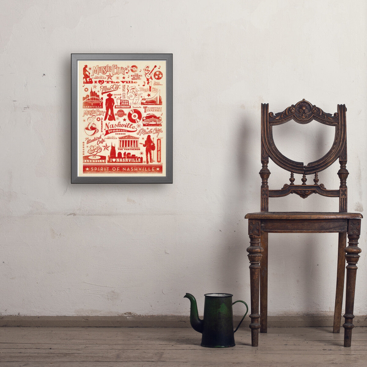 アート・デザイン・音楽 A collection of Antique print in Europe Music City Pattern Print — Nashville Art Print – Anderson Design Group