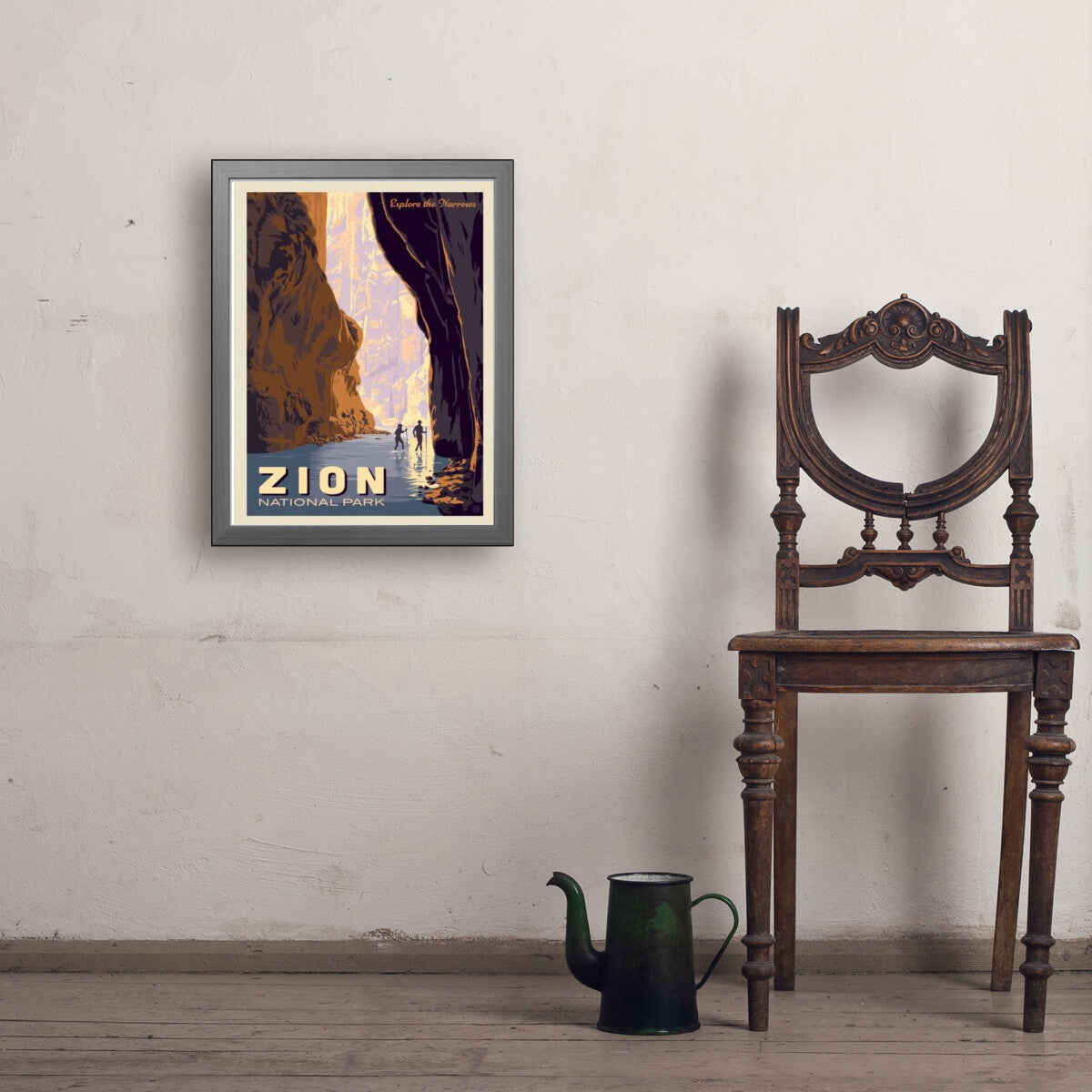 zion-national-park-explore-the-narrows - 18x24 / Simple / Gray / Env