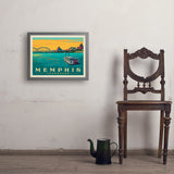 Memphis, TN: River View (Horizontal) - Art Print, 18x24 / Simple / Gray